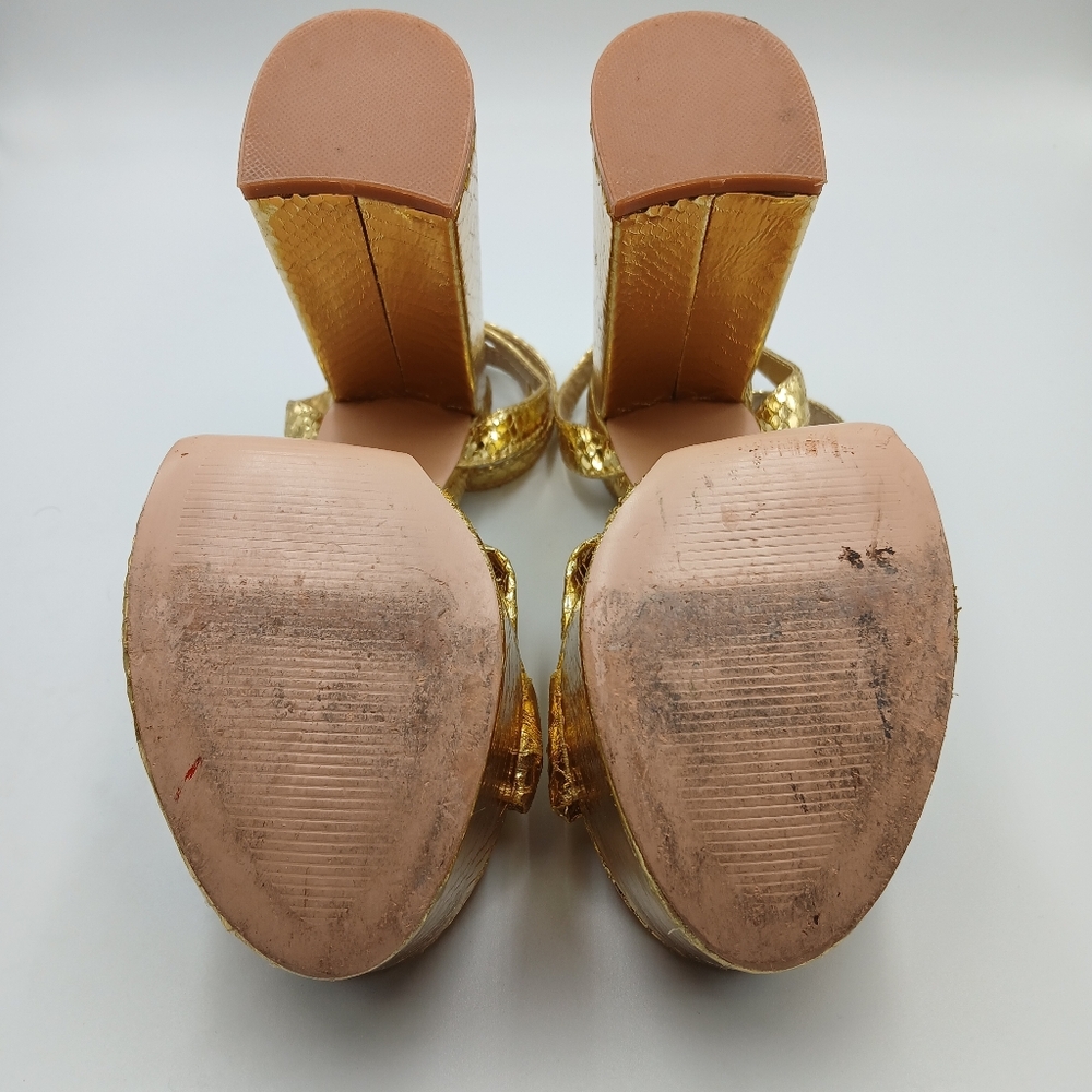 Public Desire Gold Metallic Platform High Heel Sandals - Picture 9 of 9